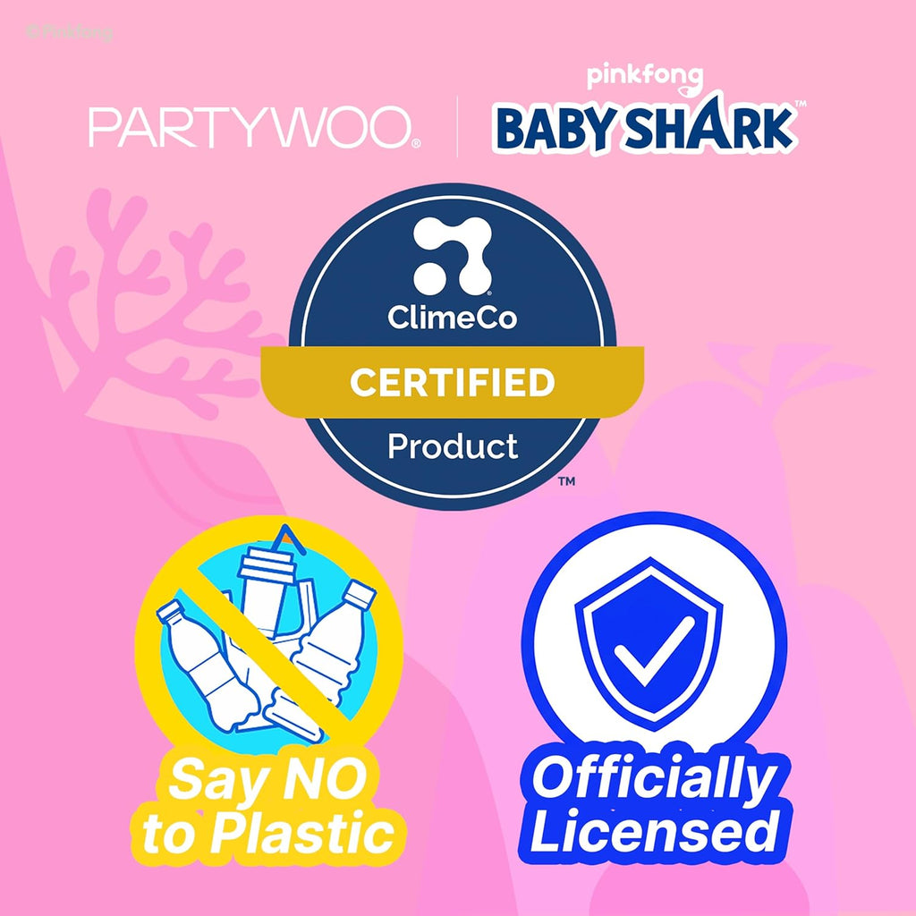 PartyWoo Baby Shark Pink Foil Number 2 Balloon - 5pcs 18-Inch Round Mylar Helium Birthday Decorations for Kids
