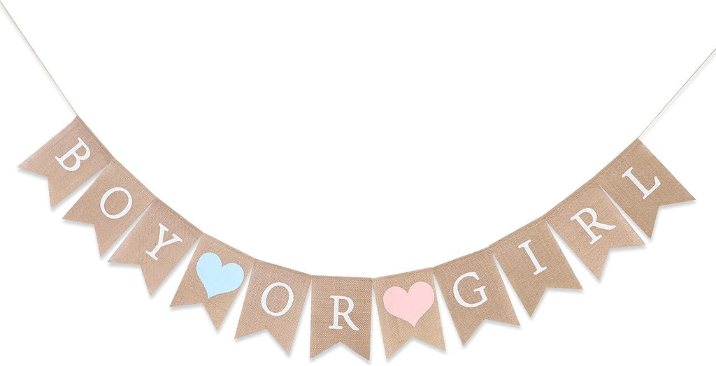 Rustic Burlap Banner by Boy or Girl | Charming Gender Reveal Decor for Baby Showers