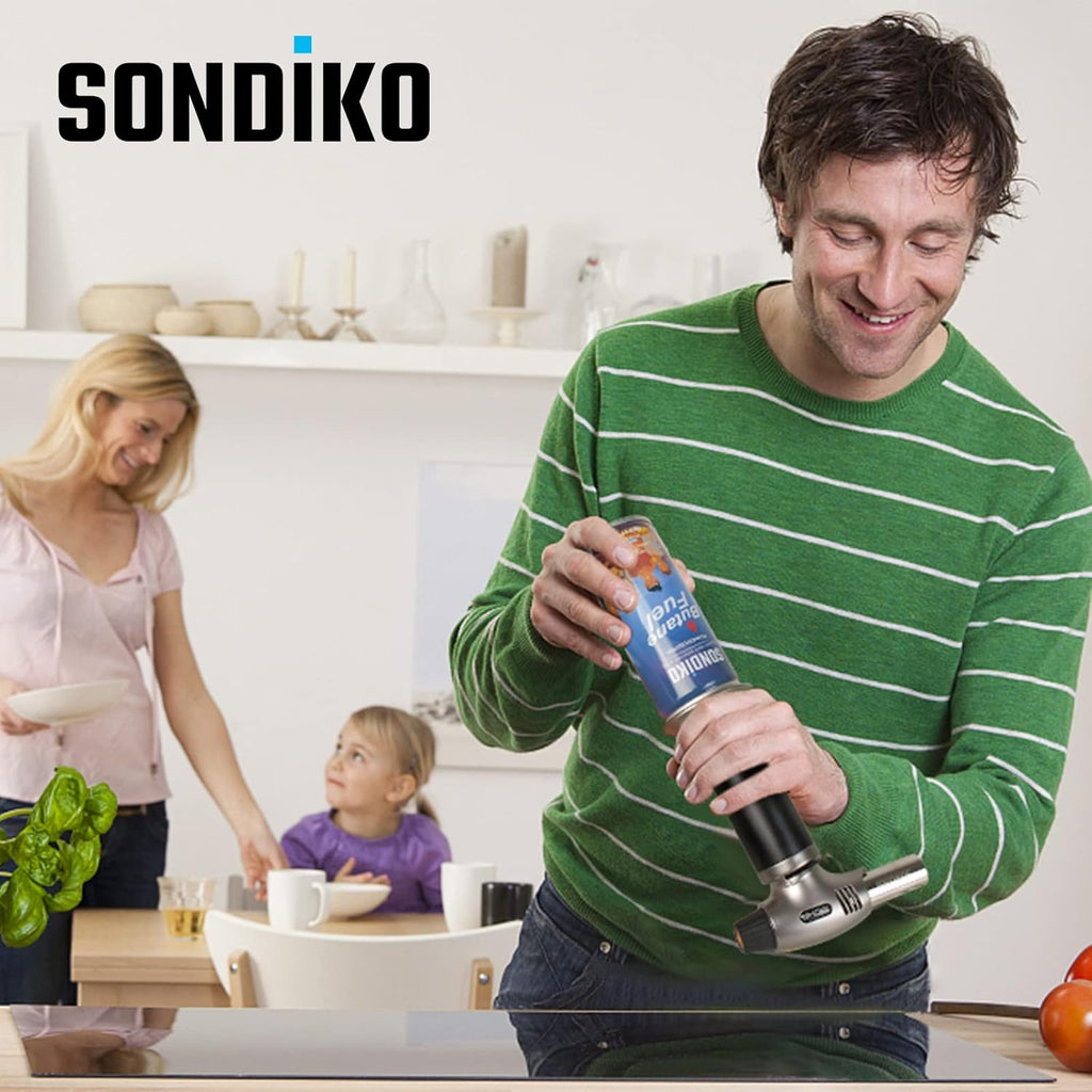 Sondiko Butane Torch - Premium Refillable Kitchen Torch Kit with Fuel Refill for Cooking & Soldering