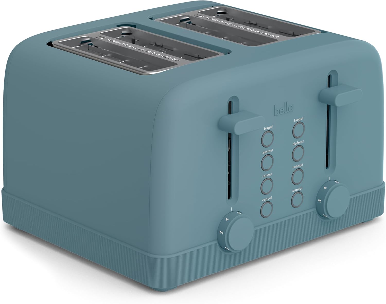 Bella 4 Slice Toaster - 6 Shade Settings with Reheat & Cancel | Removable Crumb Tray, 900 Watts, Surf Color