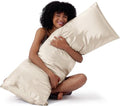 Bedsure Body Pillow Cover - 20x54 Inches Beige Satin Pillowcase for Hair & Skin Care | Cooling & Silky Design