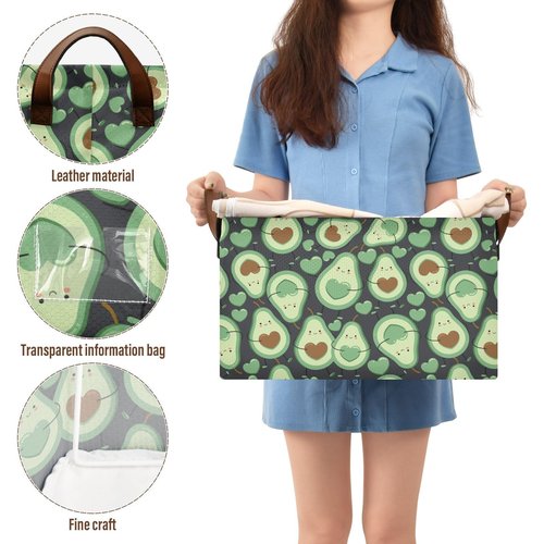 YNNALE Avocado Green Happy Fruit Storage Bins for Shelves with Labels&Handles Fabric Organizer Bin Foldable Rectangle Storage Basket Boxes for Closet, Bathroom, Home, Living Room, 2 Pack