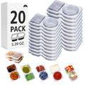 20 Sets Reusable Snack Containers Double Compartment Snackle Box Container with Lids - Leak-Proof BPA-Free Food Storage, Condiments Portion Control Dip Cups for Kids School Lunches, Meal Prep, Takeout