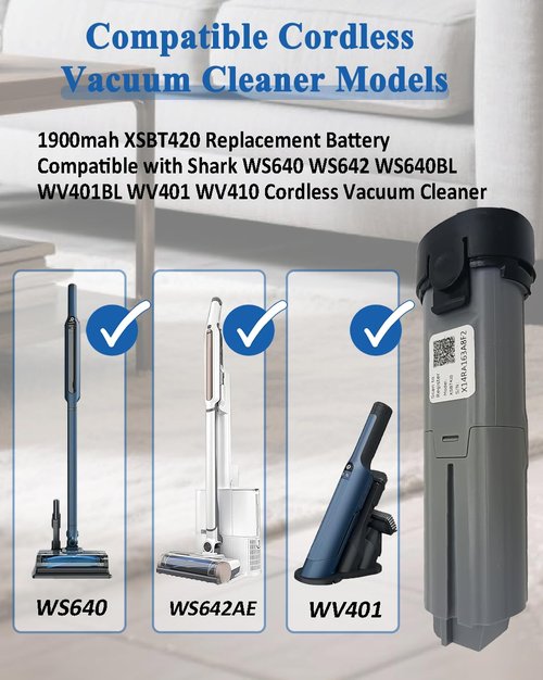 bossfulton XSBT420 Vacuum Battery Replacement for Shark WS642AE Parts Lithium ion for WS640AE WS640 WS642 WV401BL WV403BR WV410TL WS640BL Series XSBT420AS XSBT420UK 4inr19/66 Cordless Vacuum Cleaner