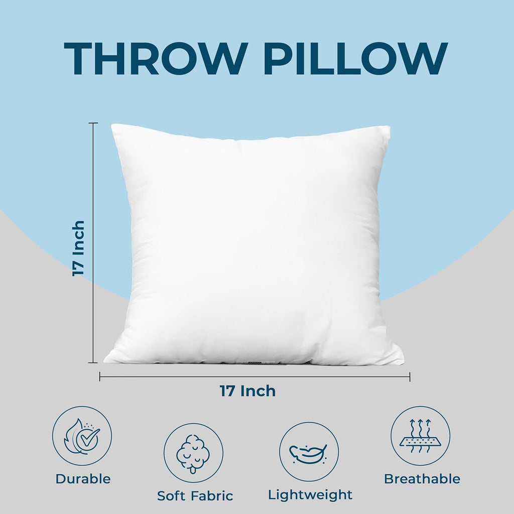 Utopia Bedding Throw Pillows - Set of 4 Fluffy 17 x 17 Inch Down Alternative Cushions | White for Bed & Sofa