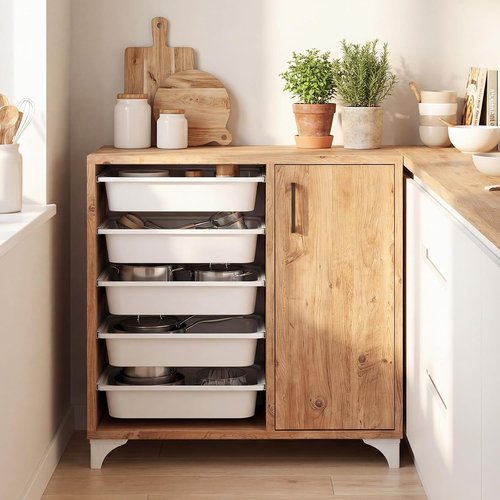 Giantex Buffet Cabinet - Stylish Sideboard with 5 Removable Drawers & Door | Wooden Storage Organizer for Kitchen & Living Room