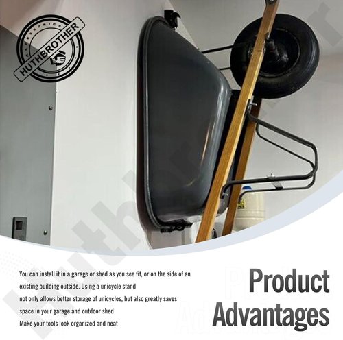 Huthbrother Wheelbarrow Storage Bracket - 90 lbs Capacity with Top Lift Latch | Ideal for Garden & Workshop