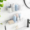 TZAMLI Clear Shower Caddy - Rustproof Wall-Mounted Organizer with Razor Holder & Hook | 2 Pack
