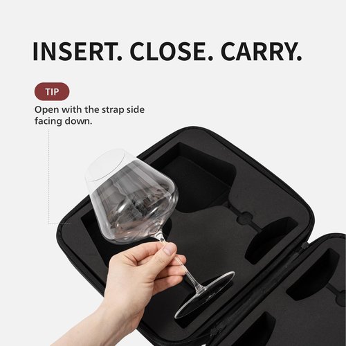VINOPIE Woven Hardshell 2-Glass Wine Glass Case for Zalto (Glasses Not Included), Protective Stemware Carrier with Precision-Cut Multi-Fit EVA Foam for Travel and Storage