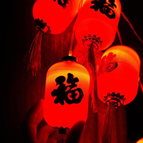 KYMY Chinese & Vietnamese New Year Red Lantern String Lights Set, 9.8ft/3M 20 LED Lanterns String Lamps, Battery Operated Fu Character Night Lights for Asian Spring Festival Lunar New Year Decor