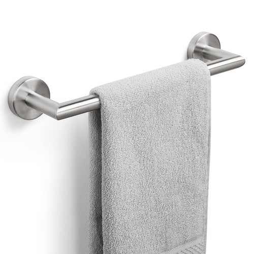 JunSun Bathroom Towel Bar 12 Inch Brushed Nickel Towel Racks Wall Mounted Bath Hand Towel Holder Modern Home Decor Towel Rod Bathroom Hardware Stainless Steel Towel Hanger Silver Towel Rail Single Bar