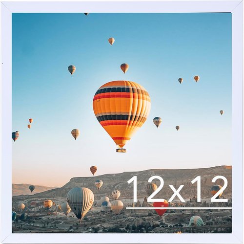 JCJMY 12x12 Inch Picture Frame - Versatile Horizontal & Vertical Wall Hanging | Shatter-Resistant Plexiglass, White