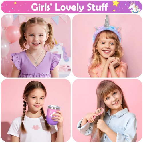 Unicorns Gifts for Girls 5 6 7 8 9 10+ Years Old, Kids Toys Set for Teens Girls Birthday Gifts Christmas, Unicorn Toys with Light Up Soft Plush Star Pillow, Diary Notebook, Headband, Water Bottle