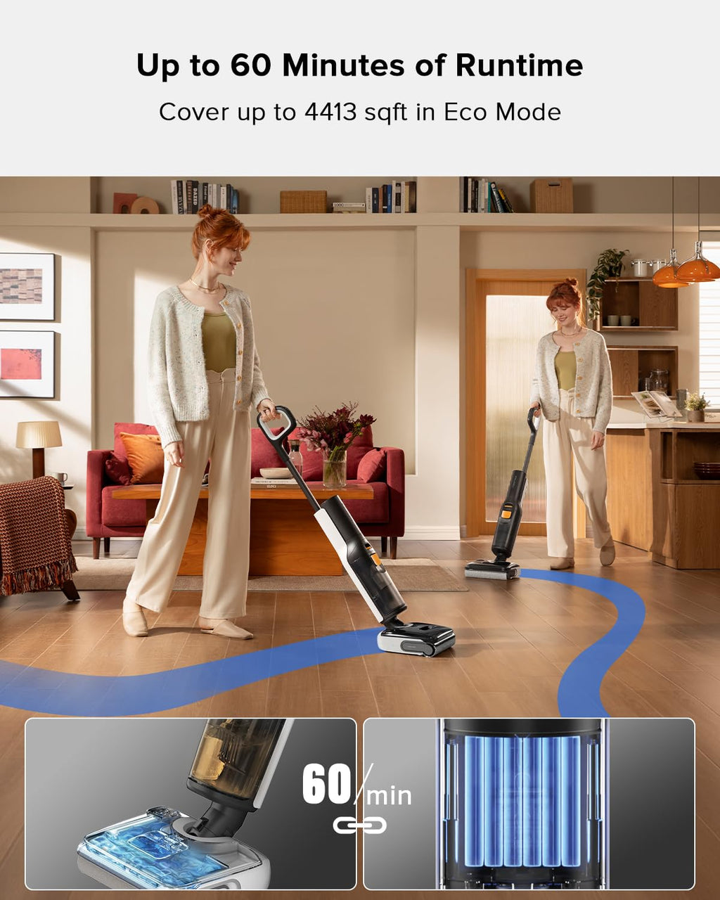 Roborock F25 BX Wet Dry Vacuum Cleaner - Cordless 20000Pa Power, Self-Cleaning & Hot Air Drying, 180° Flat Design