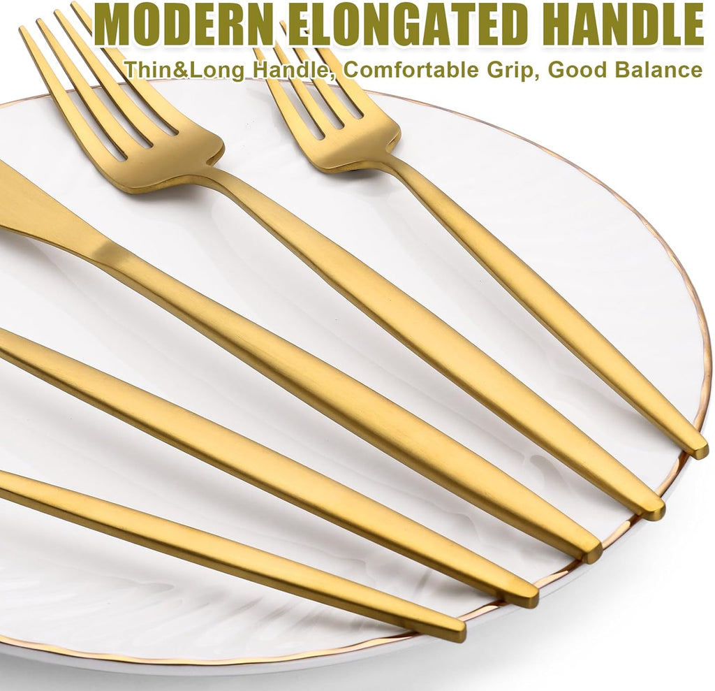 Terlulu Stainless Steel Flatware Set - 20 Piece Gold & Silver Cutlery Set for 4 | Elegant Utensils for Home & Weddings