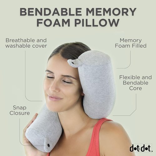 Dot&Dot Twist Memory Foam Travel Pillow - Adjustable Neck Support for Airplanes | Comfortable Travel Pillow