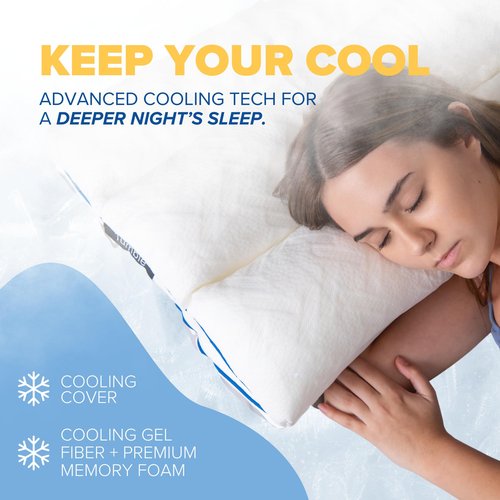 TUMBLE 6-Chamber Adjustable Bed Pillow | Back, Side & Stomach Sleepers | Cooling Cover | Memory Foam & Gel Fiber Fill | Customize Your Comfort | CertiPUR/Oeko-Tex | Standard Queen 1 Pack