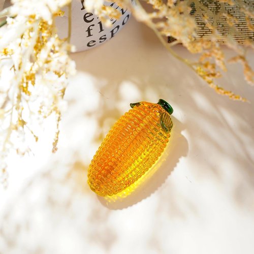 Art Glass Corn Figurine Decor - Elegant Tabletop Centerpiece for Home, Kitchen & Office