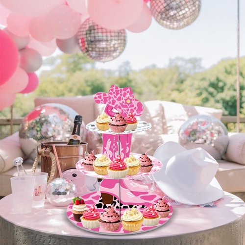 Western Cowgirl Party Decorations Cowgirl Bachelorette Cupcake Stand Decorations Let's Go Girls Cake Holder for Last Disco Bachelorette Girls Birthday Western Rodeo Party