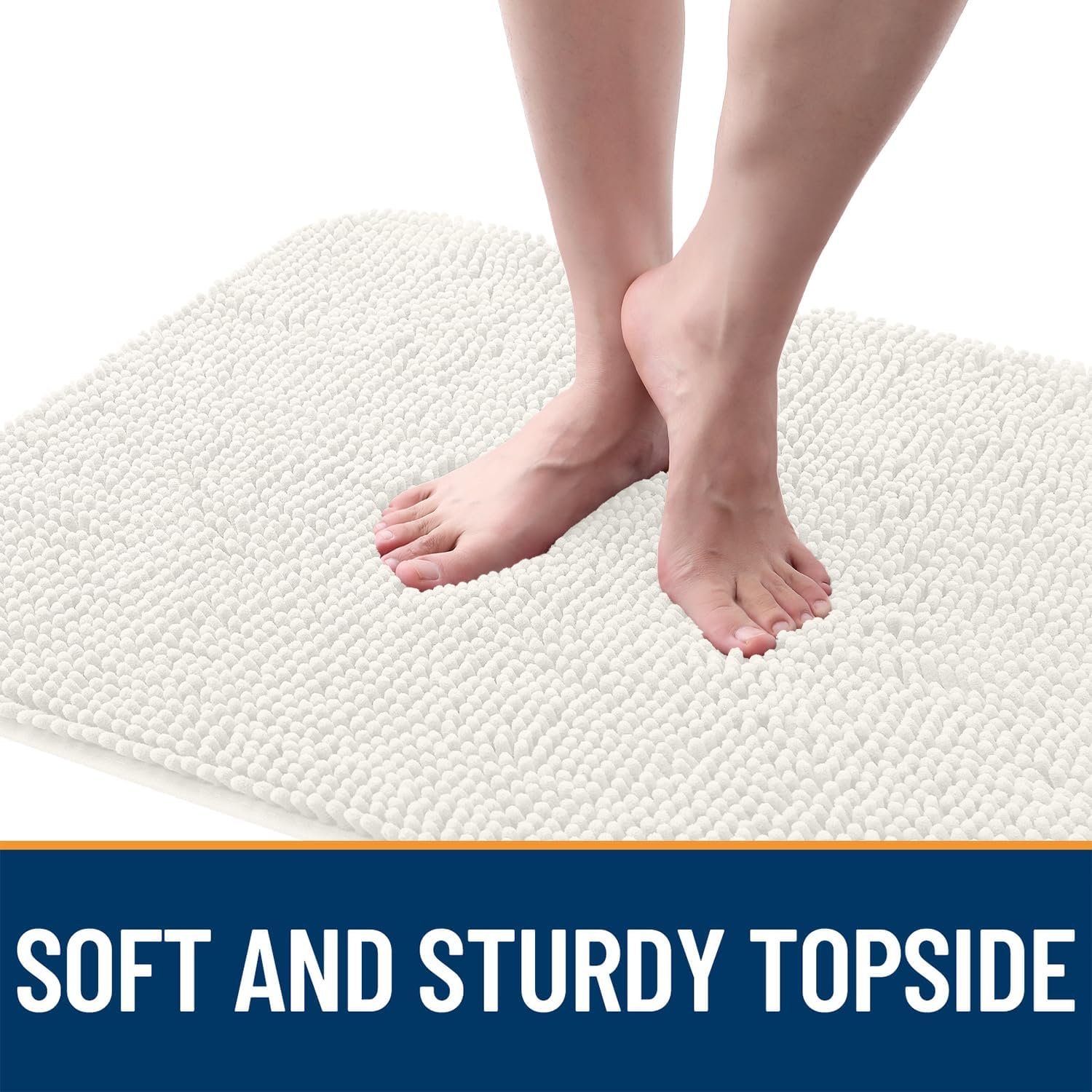 OLANLY Dog Door Mat - Absorbent Non-Slip Chenille for Muddy Paws | 24x16 Ivory Indoor Entryway Carpet