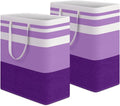HomeHacks Large Waterproof Laundry Baskets - Collapsible Hampers with Reinforced Handles | Purple, 100L Each