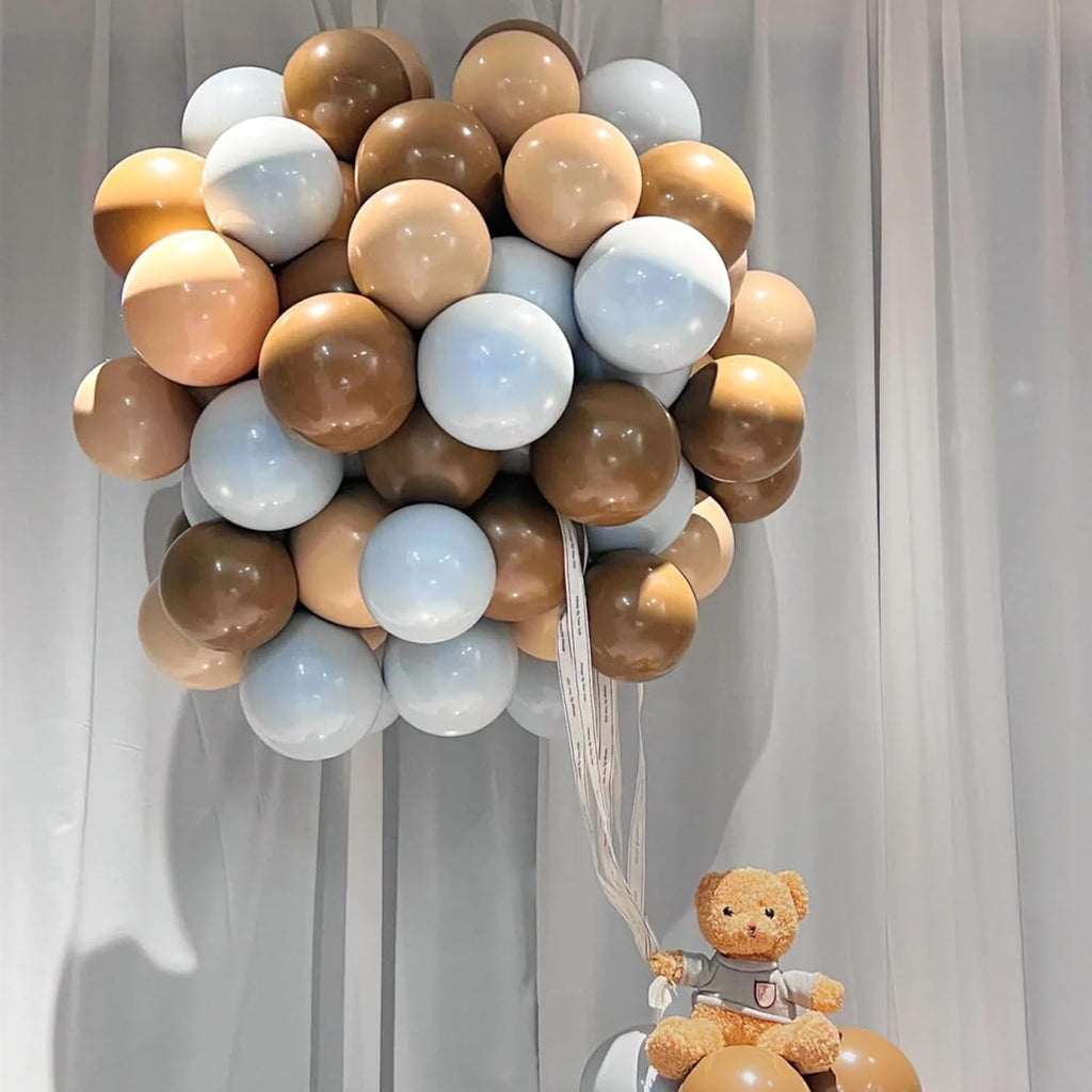 Voircoloria 130-Piece Light Brown Latex Balloon Garland Kit - Various Sizes for Birthday, Baby Shower, and Wedding Celebrations