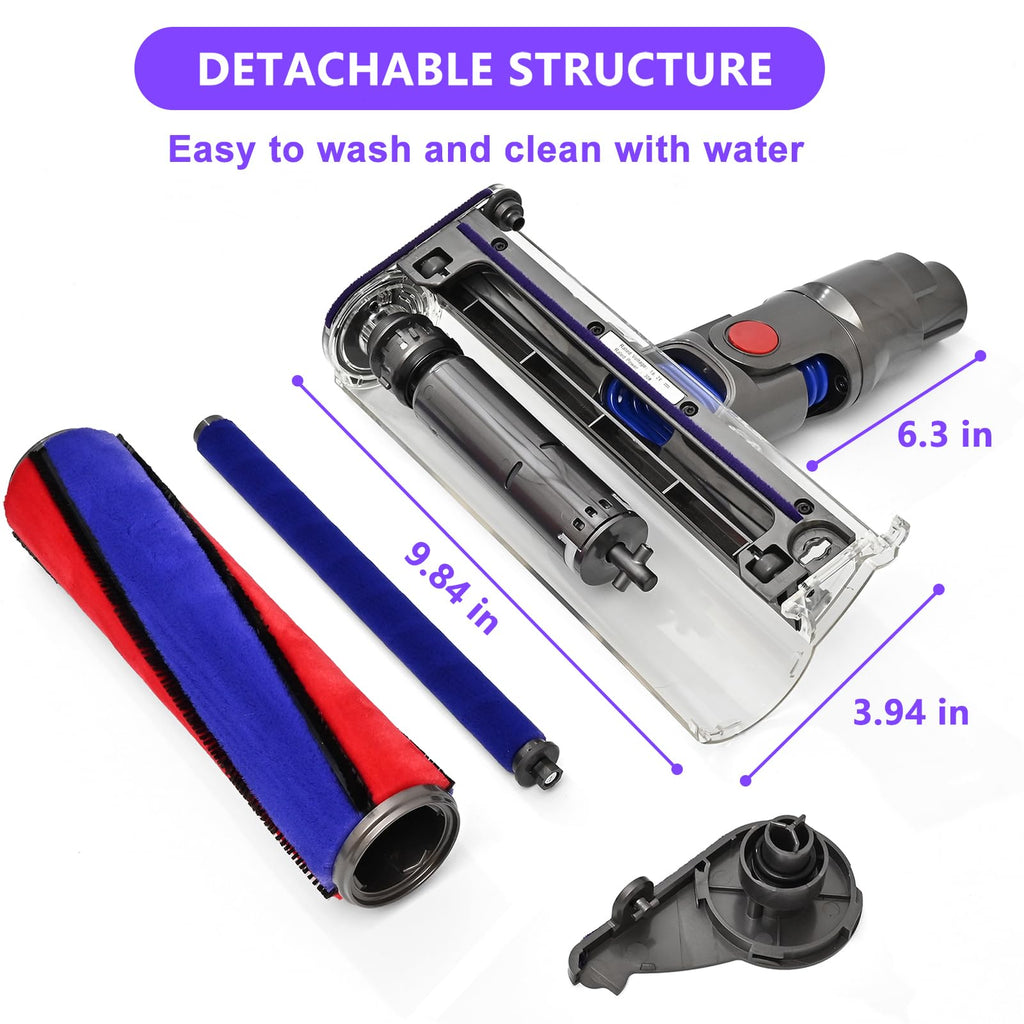 V8 Replacement Vacuum Head for Dyson V7, V8, V10, V11, V15, SV10, Cordless Vacuum Cleaners, Upgrade Anti-Tangle Brush Head, Quick Release Motor-Head Brush Roller for Dyson Vacuum Attachments Parts