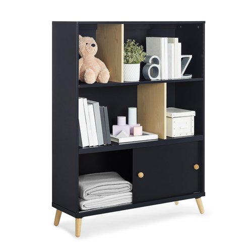 Delta Children Essex Bookcase - Greenguard Gold Certified, Black/Natural