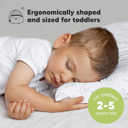 My Little Dreamy Toddler Pillow - Organic Cotton Travel Bed Pillow with Soft, Breathable Pillowcase | 13x18 Inches for Ages 2-5