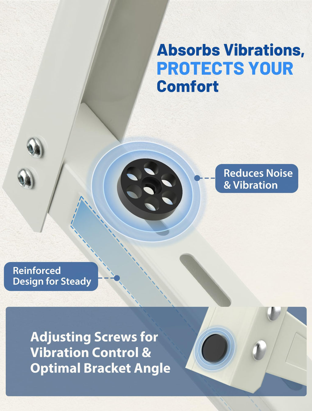 SMOQIO Mini Split Wall Mounting Bracket, Mini Split Brackets for Outside for 6000-36000 BTU Minisplit/Air Conditioner/Heat Pump (Max 550 LBS), Pre-Drilled 16" Holes to Match U.S. Wall Stud Standard