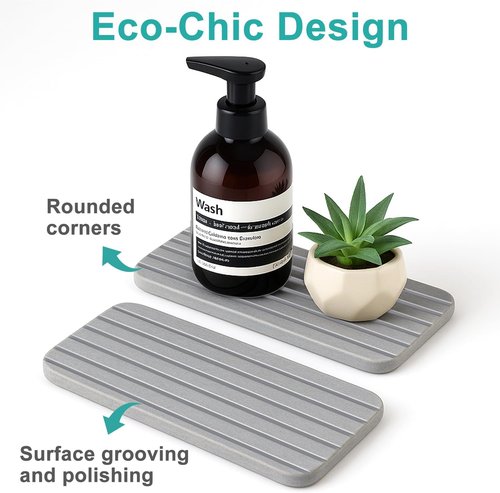 Diatomaceous Earth Dish Drying Mat - Water Absorbing Kitchen & Bathroom Tray | Quick Drying Coaster