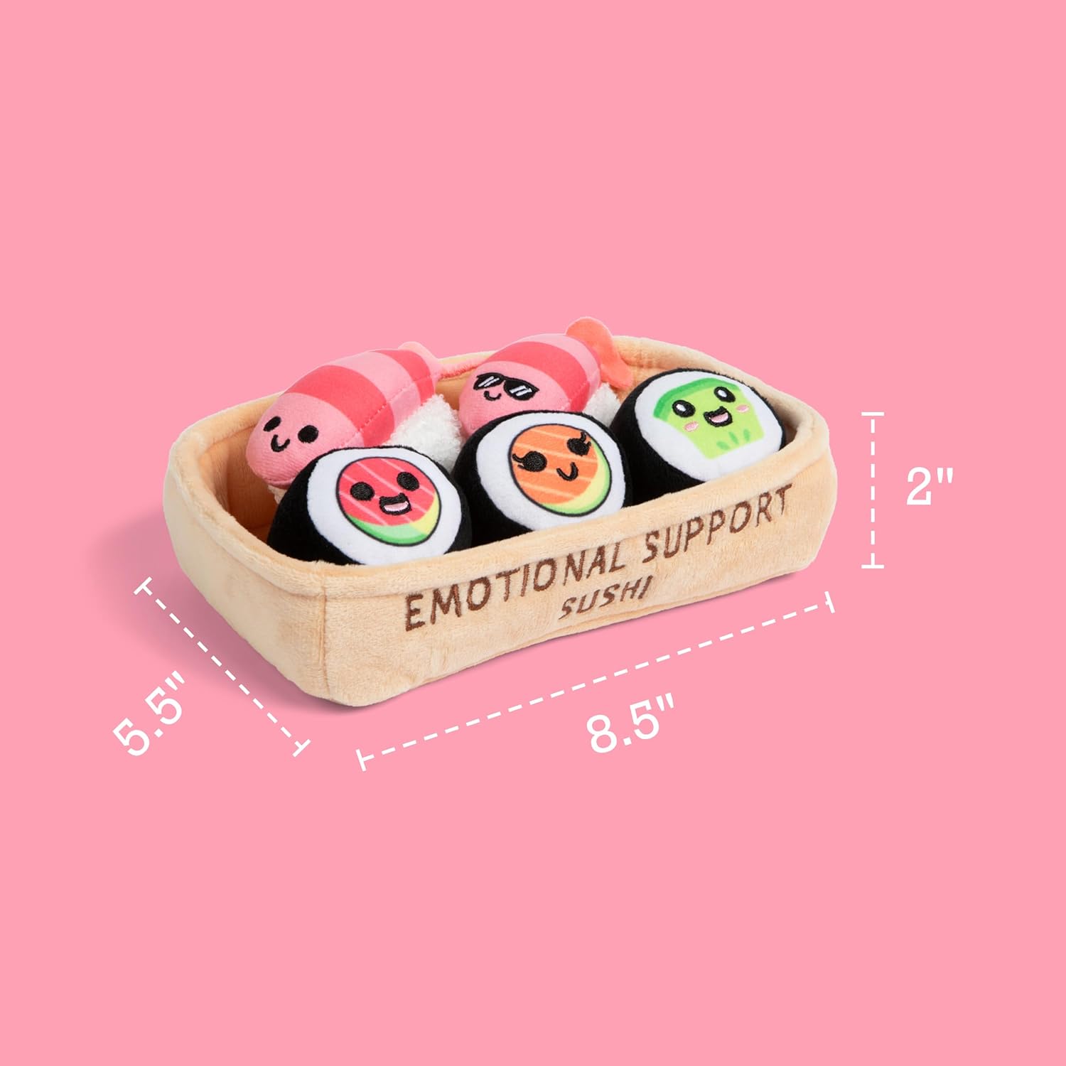 Relatable Emotional Support Sushi | Cuddly Stuffed Animals Set with 5 Plush Toys & Basket - Perfect Gift for Mom
