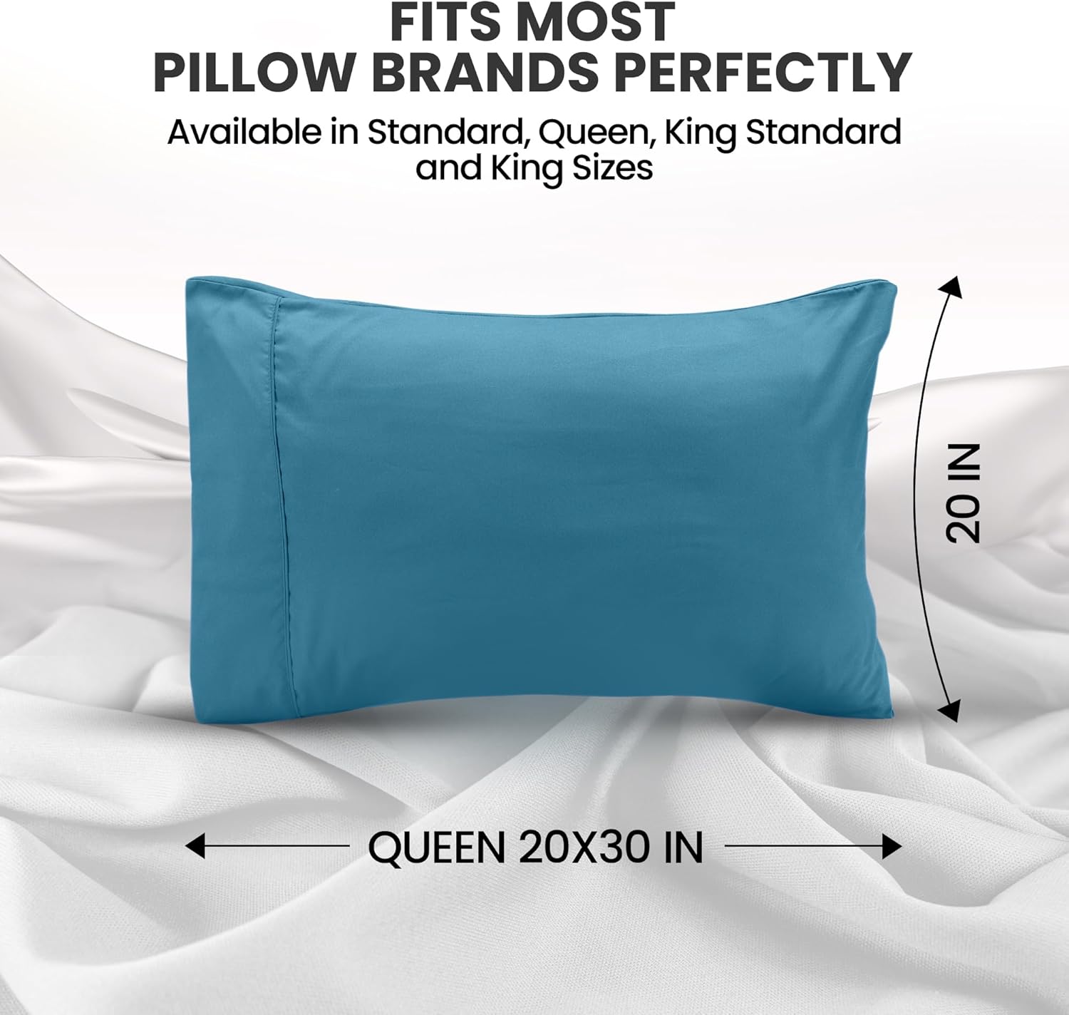Utopia Bedding Queen Pillow Cases - Soft Brushed Microfiber - 2 Pack, Denim Blue, 20 x 30 Inches