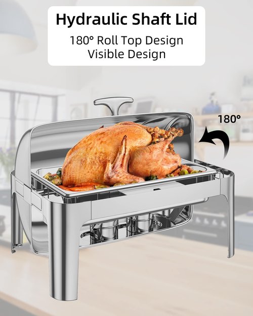 9QT Chafing Dish Buffet Set,Stainless Steel Food Warmer and Servers with 1 Full Size Pan for Parties, Wedding, Birthday,Catering, Hotels and Weddings