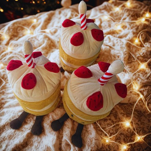 BRSTPGH WeightedPlush Birthday Cake Plush Stuffed Animal Food Plushies Happy Smile Cake Pillows 12in, Birthday Gifts for Kids