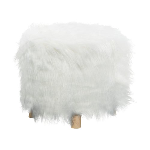 Deco 79 Polyester Stool with Faux Fur, 19" x 19" x 16", White