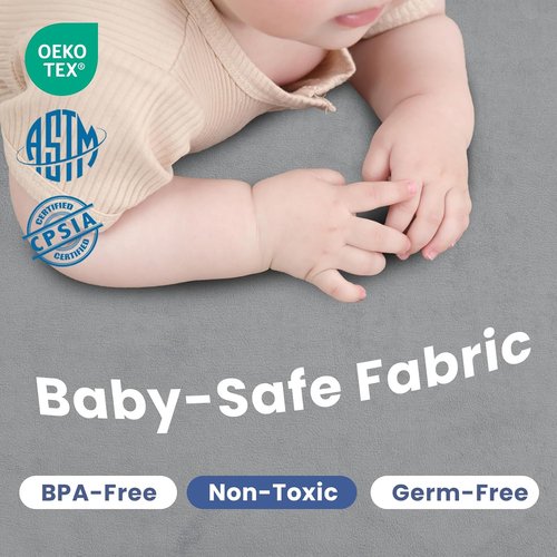 Huloo Sleep Baby Play Mat - Ultra Soft 50x50 Non-Slip Foam for Crawling & Tummy Time | Dark Grey