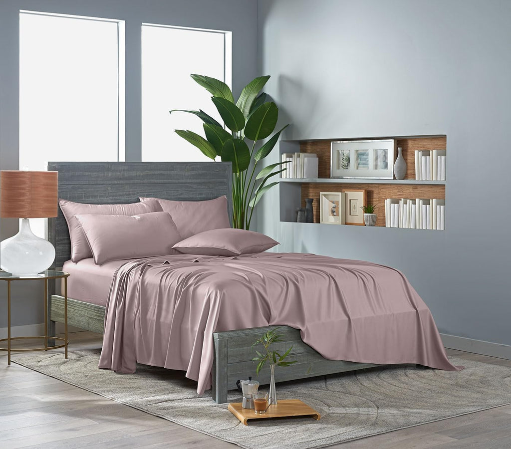 Pure Bamboo Twin Sheets - Luxuriously Soft 100% Organic Viscose Bed Sheet Set | Cooling & Durable (Twin, Dusty Pink)