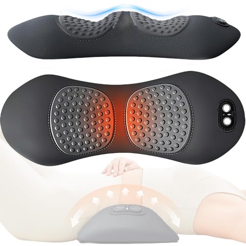 3 in 1 Lumbar Pillow，Smooth Triple Fusion Electric Back Massager with Vibration & Heat for Bed,Chair
