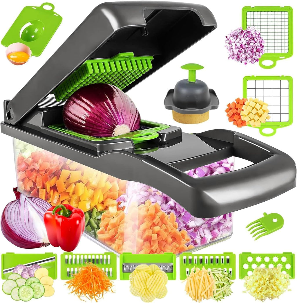 Pro-Series 16-in-1 Vegetable Chopper | Multi-Blade Food Cutter with Container & Mandoline Slicer