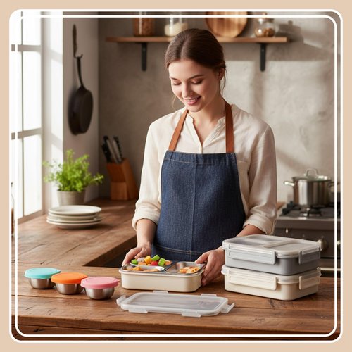 Ferrochef 3 Pack Stainless Steel Lunch Boxes 25 oz 3 Compartment Metal Bento Box with 3 Pcs Condiment Containers and Leakproof Lids for Office Outdoor and Gym, Dishwasher Safe