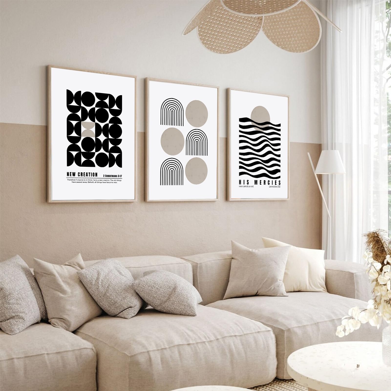 COYIKC 3Pcs Black and White Christian Canvas Wall Art Minimalist Bible Prints Jesus Faith Scripture Wall Decor Pictures Modern Abstract Painting artwork for bedroom office home decoration 16x24in