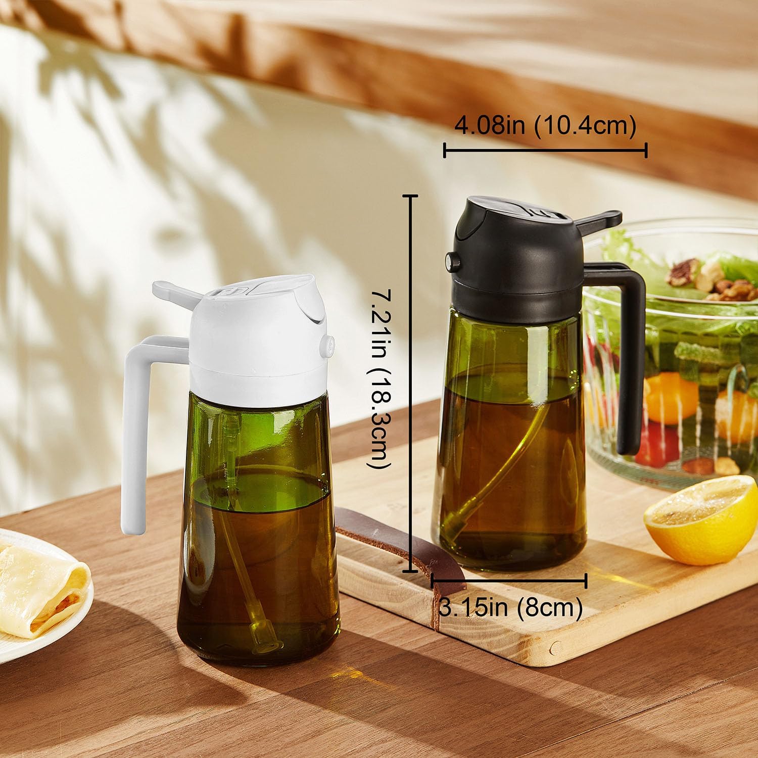 TrendPlain - Olive Oil Dispenser Bottle | 16oz/470ml Kitchen Gadget for Cooking & Air Fryer - Black