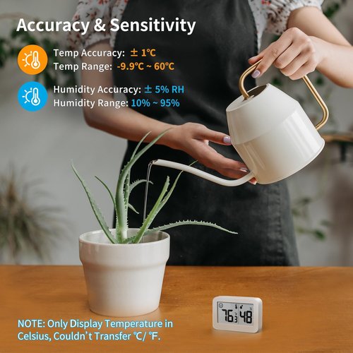 DOOMAY Mini Hygrometer Indoor Thermometer - Digital Humidity & Temperature Monitor | 2-Pack for Greenhouse & Baby Room