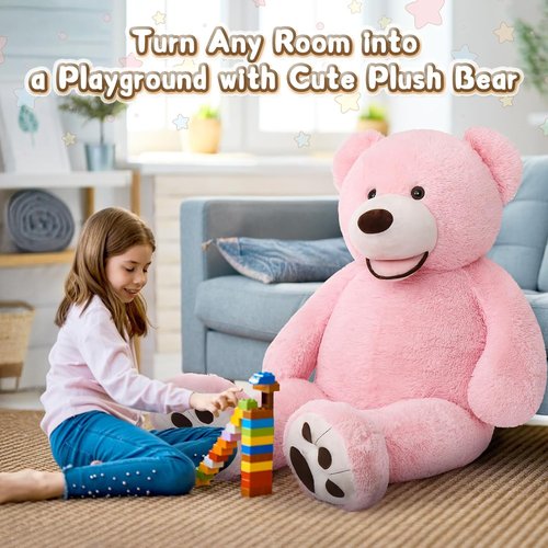 MorisMos Giant Teddy Bear - 51-Inch Plush Cuddly Toy with Big Footprints | Perfect Gift in Pink