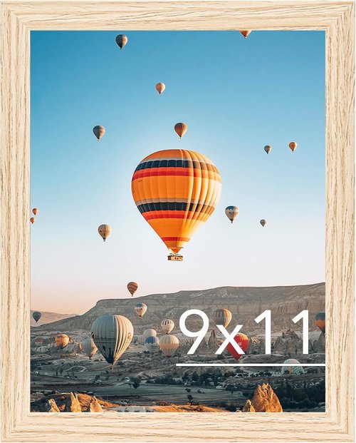 JCJMY 9x11 Picture Frame - Versatile Wall & Tabletop Display | Shatter-Resistant Plexiglass, Natural Finish
