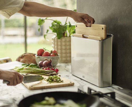 Joseph Joseph Folio Premium 3-Piece Bamboo Cutting Board Set, Stainless Steel Slimline Case for Organized Kitchen Storage