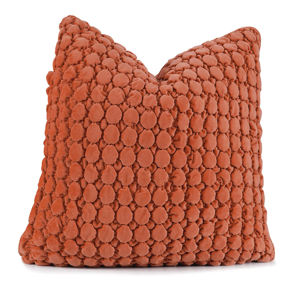 COCOPLOCEUS Pillow Cover 24x24 1 Piece Velvet Euro Sham Decorative Farmhouse Pillowcase Boho Square Cushion Covers Soft Bubble Texture for Couch Sofa Bed Bedroom Car Living Room，Rust