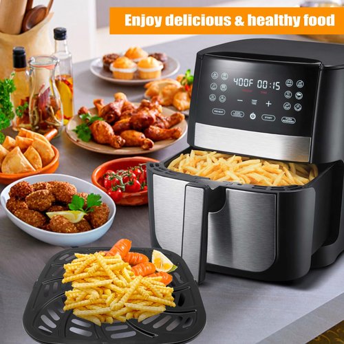 Air Fryer Replacement Tray for Gourmia GAF856 GAF826 Air Fryer, Nonstick 9.8''*9.8'' square Air Fryer Replacement Parts Rack Grill Pan Grill Plate Crisper Plate for Gourmia 8QT Air Fryer