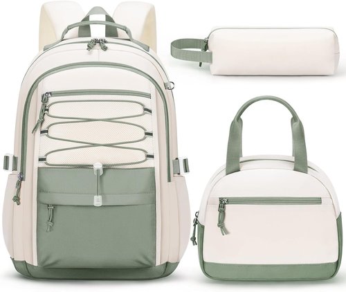 Fimibuke Kids Backpack Set - 3 PCS Waterproof Girls' Bookbag with Lunch Box & Pencil Case | Lightweight Travel Bag for School